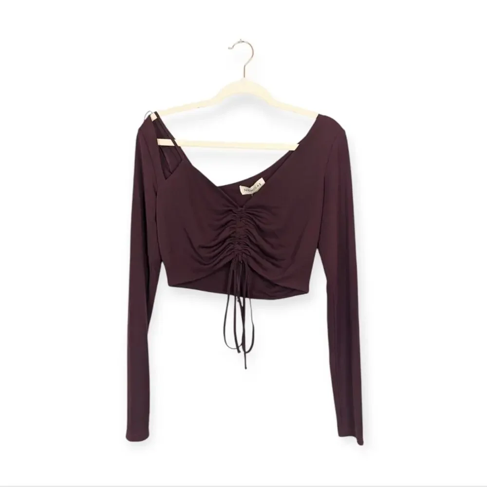 NWT Nicholas Dark Plum Rana Top Ruched Crop Top